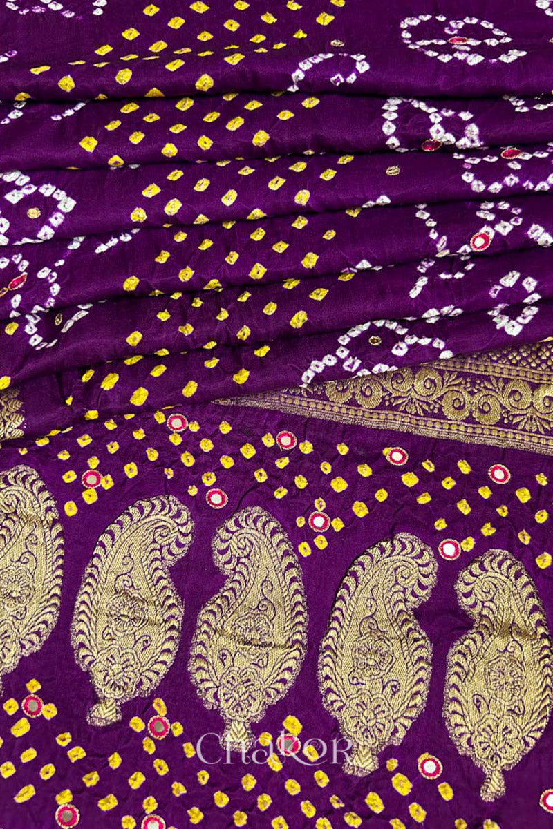 Purple Bandhani Gaji Silk Saree