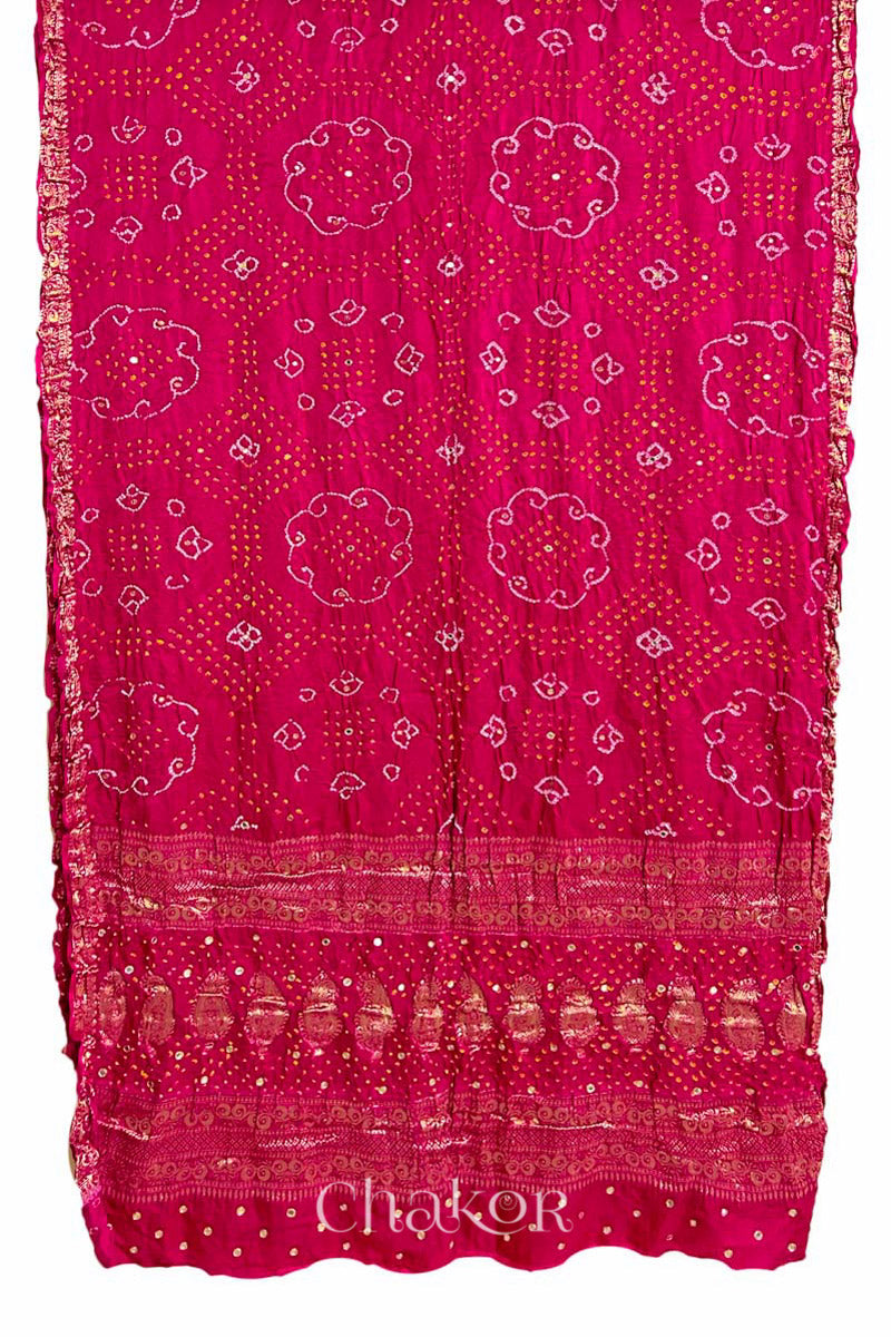 Pink Bandhani Gaji Silk Saree