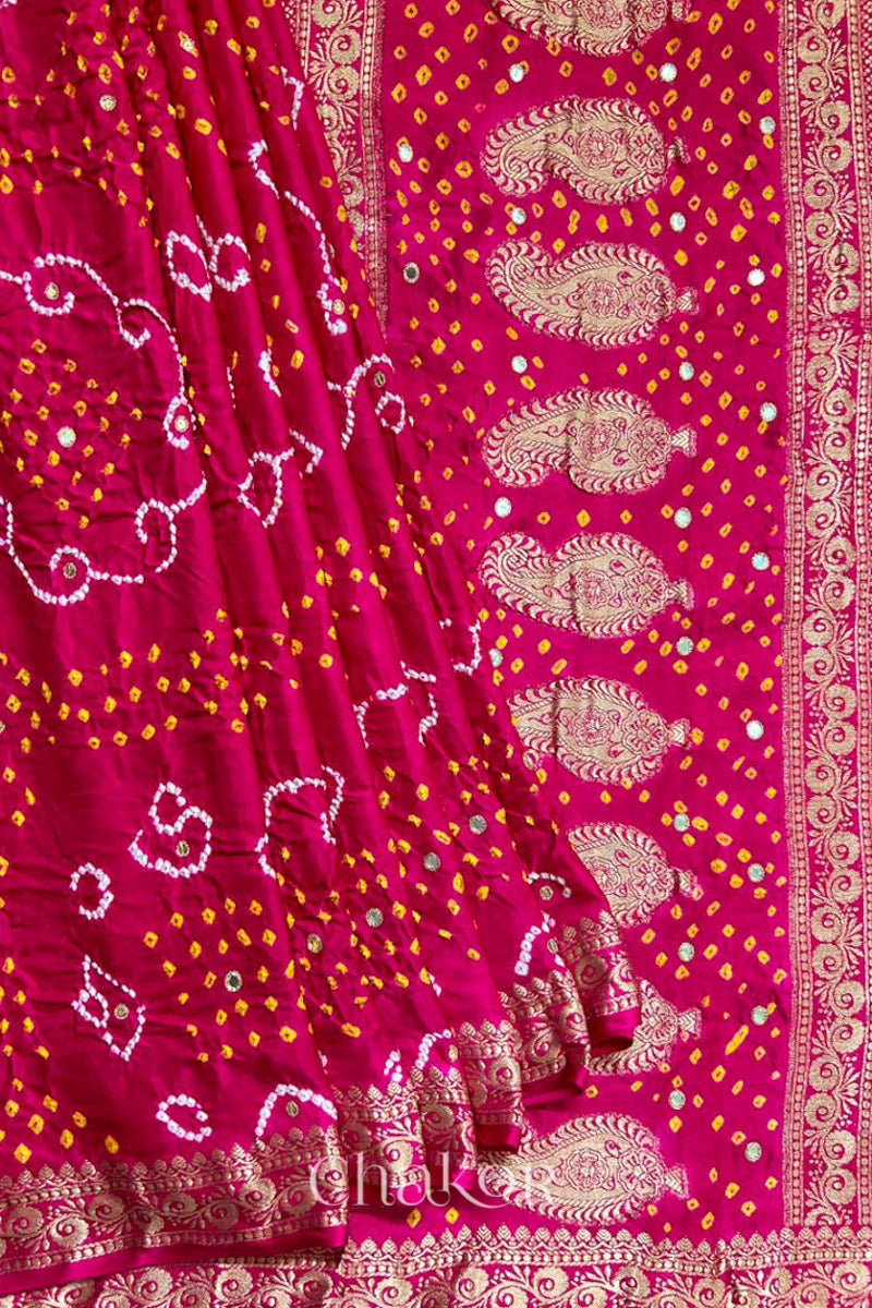 Pink Bandhani Gaji Silk Saree