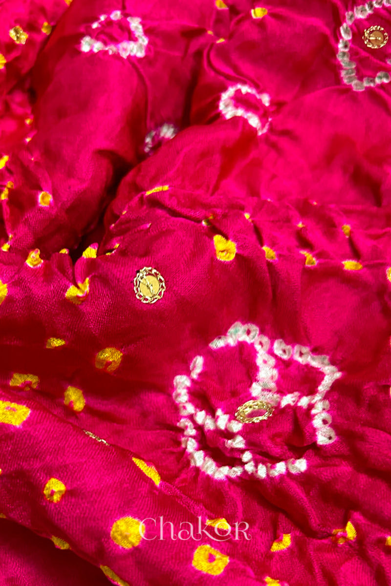 Pink Bandhani Gaji Silk Saree