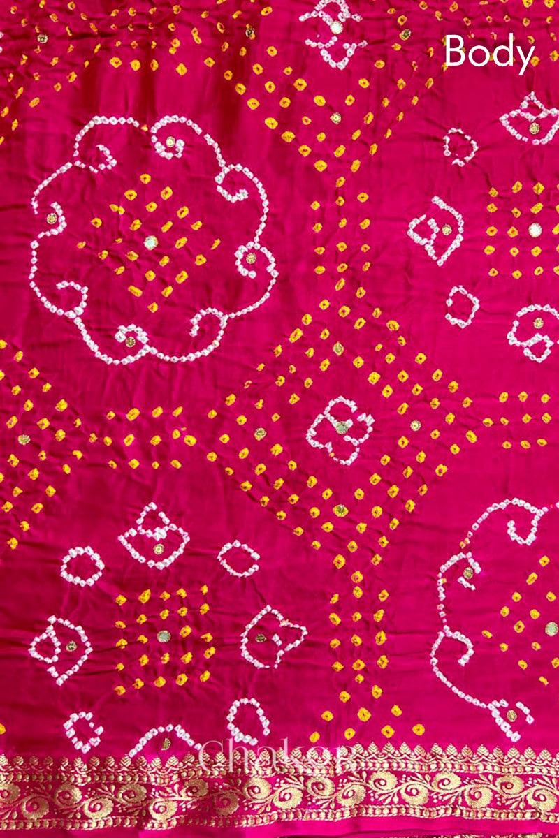 Pink Bandhani Gaji Silk Saree