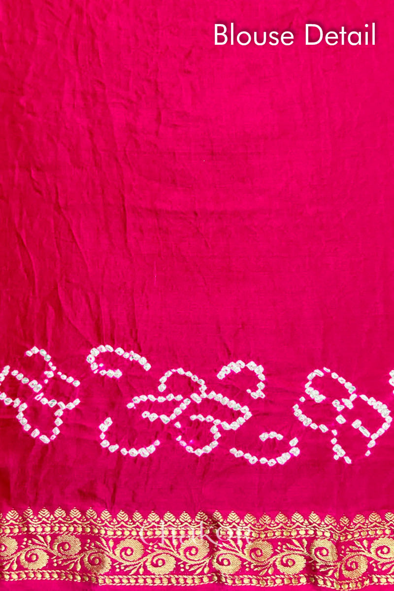 Pink Bandhani Gaji Silk Saree