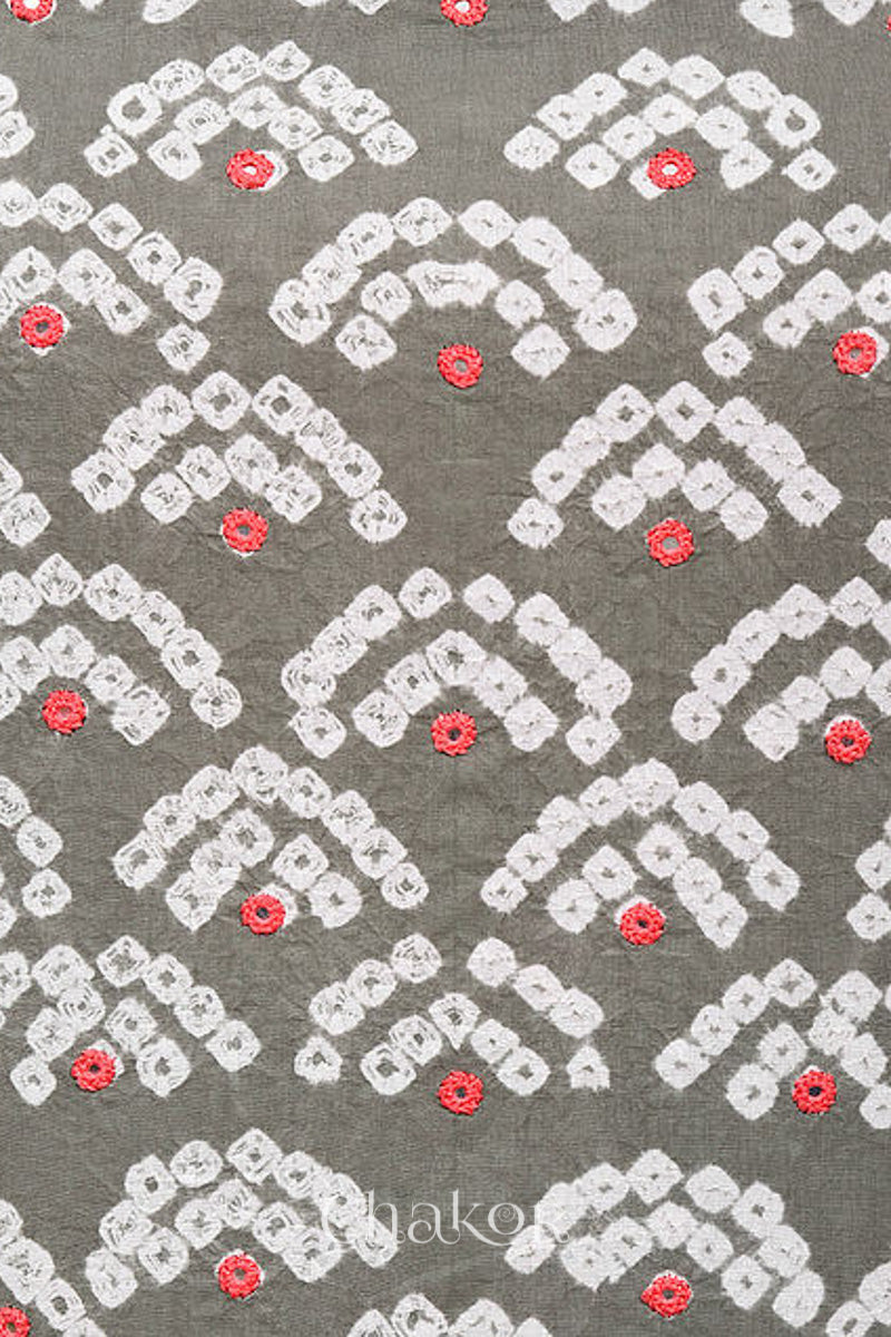Grey Bandhani Cotton Kurta Fabric (Set of 2)