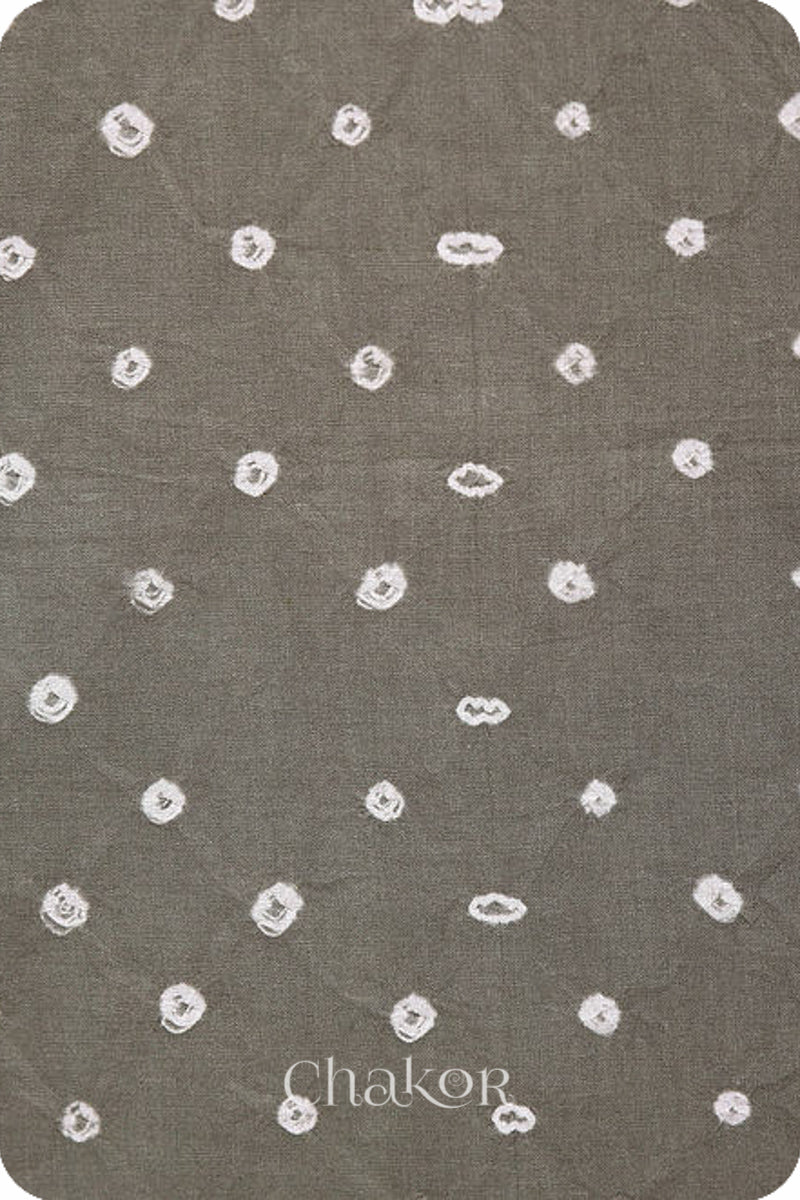Grey Bandhani Cotton Kurta Fabric (Set of 2)