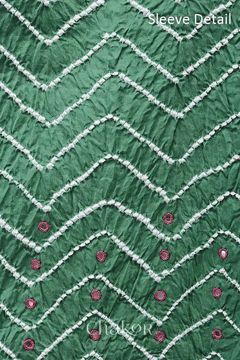 Chakor's Moss Green & Plum Pink Bandhani Cotton embroidered Kurta Fabric With Dupatta. 