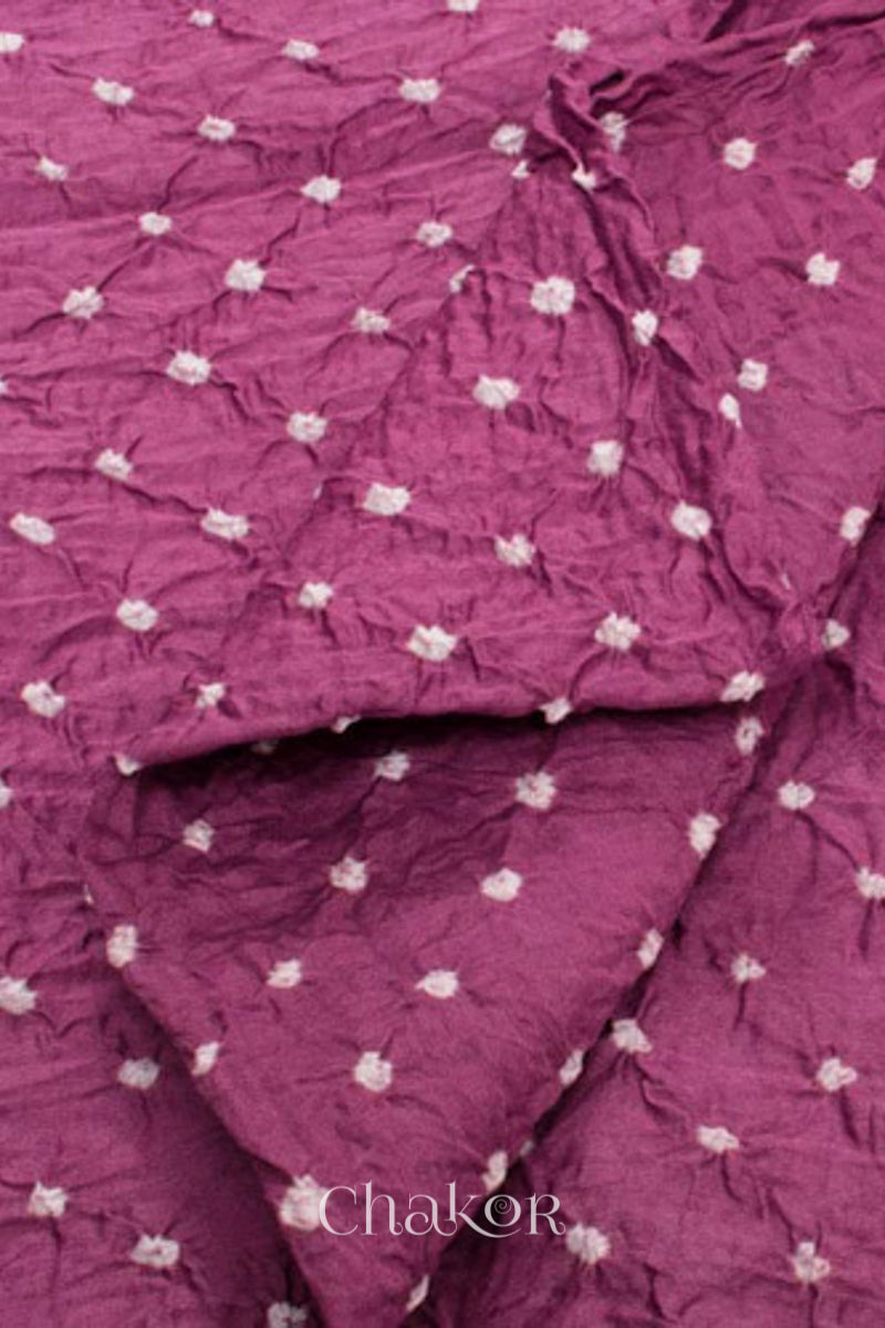 Chakor's Moss Green & Plum Pink Bandhani Cotton embroidered Kurta Fabric With Dupatta. 