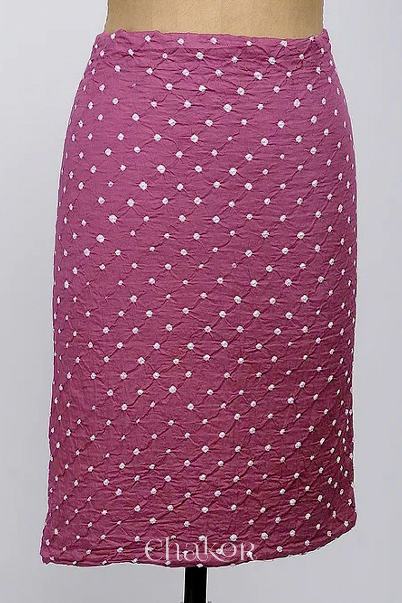 Chakor's Moss Green & Plum Pink Bandhani Cotton embroidered Kurta Fabric With Dupatta. 