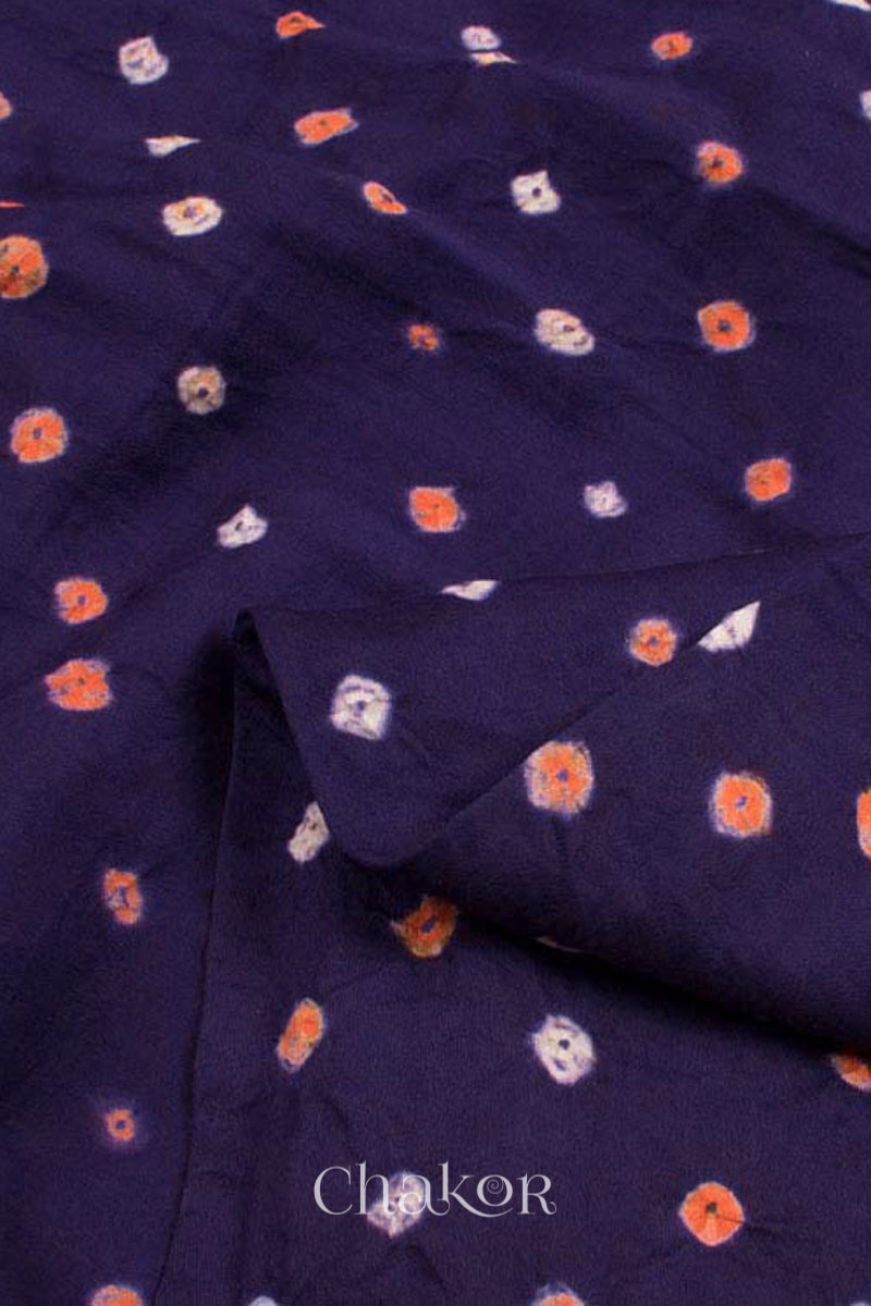 Chakor's Purple Mehendi Green Bandhani Cotton embroidered Kurta Fabric With Dupatta. 