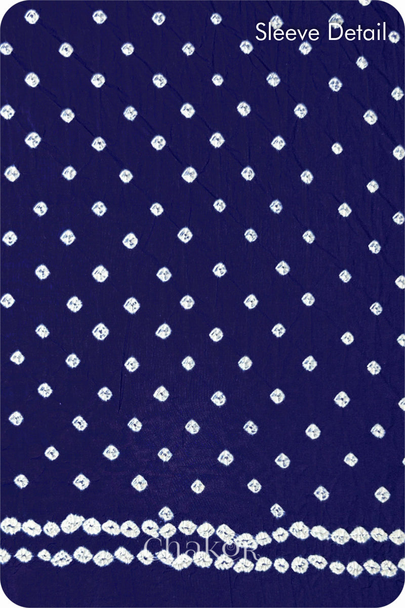 Navy Blue Bandhani Cotton Kurta Set Fabric With Dupatta (Set of 3)