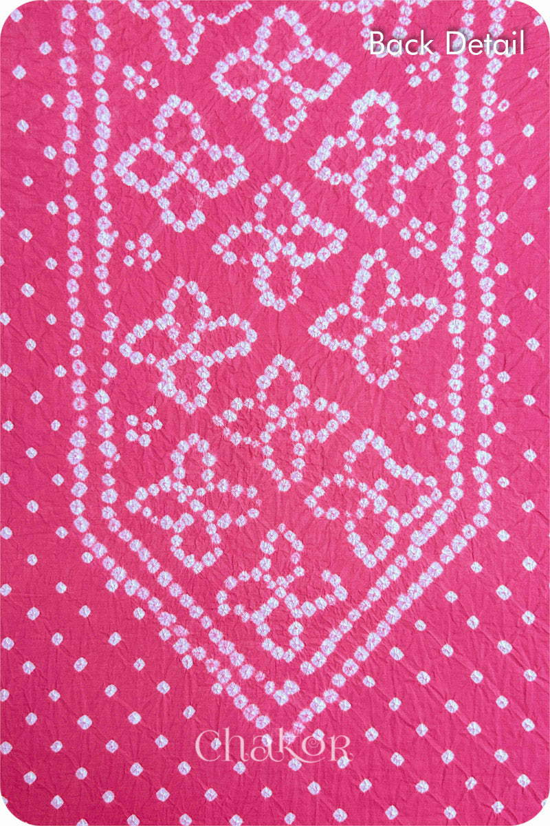 Pink Bandhani Cotton Kurta Set Fabric With Dupatta (Set of 3)