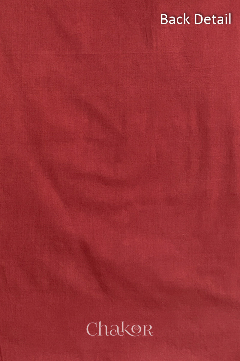 Close-up of plain back of the kurta fabric with Chakor brand logo. Text reads back detail.