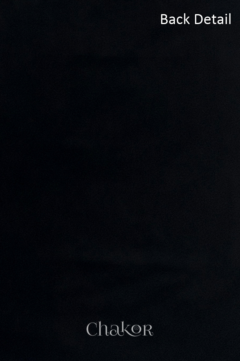 Close-up of plain back of the kurta fabric with Chakor brand watermark. Text reads back detail.
