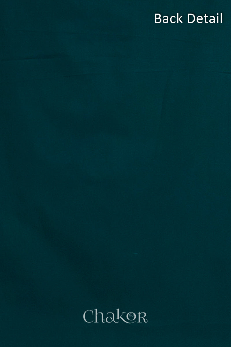 Close-up of plain back of the kurta fabric with Chakor brand watermark. Text reads back detail.
