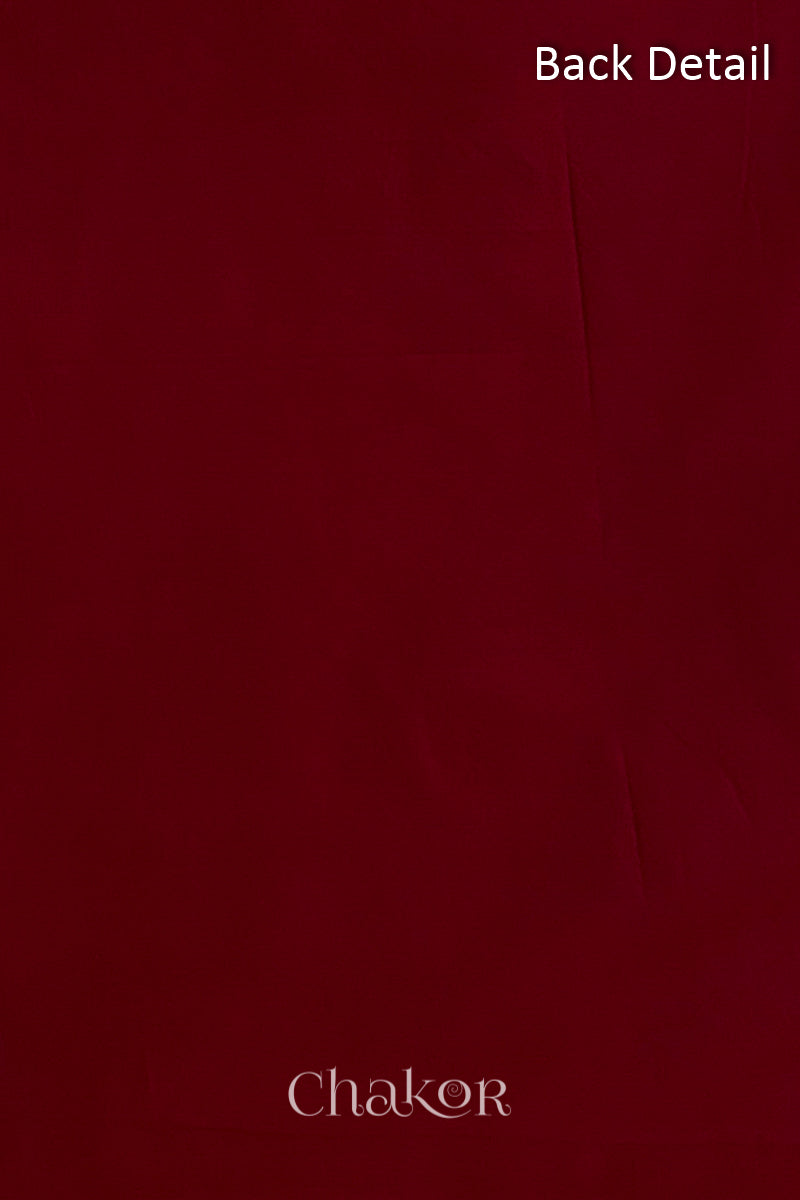 Close-up of plain back of the kurta fabric with Chakor brand watermark. Text reads back detail.
