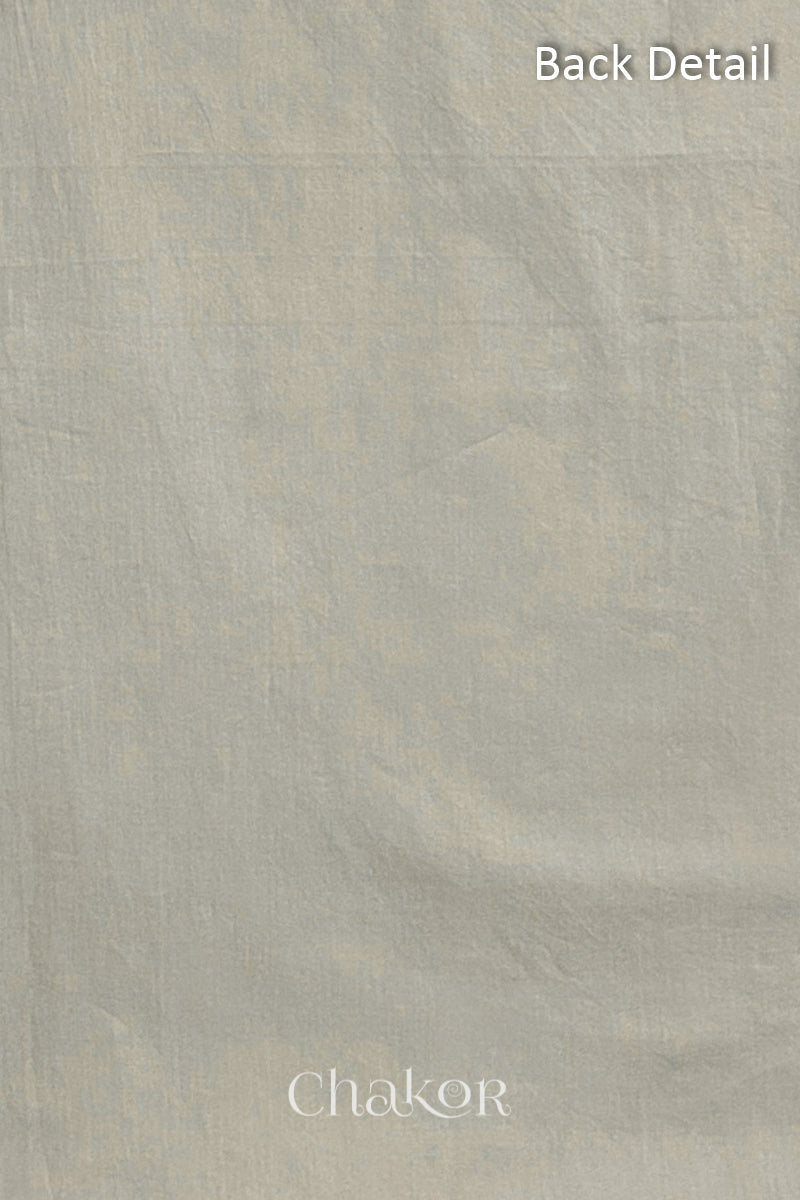 Close-up of plain back of the kurta fabric with Chakor brand watermark. Text reads back detail.
