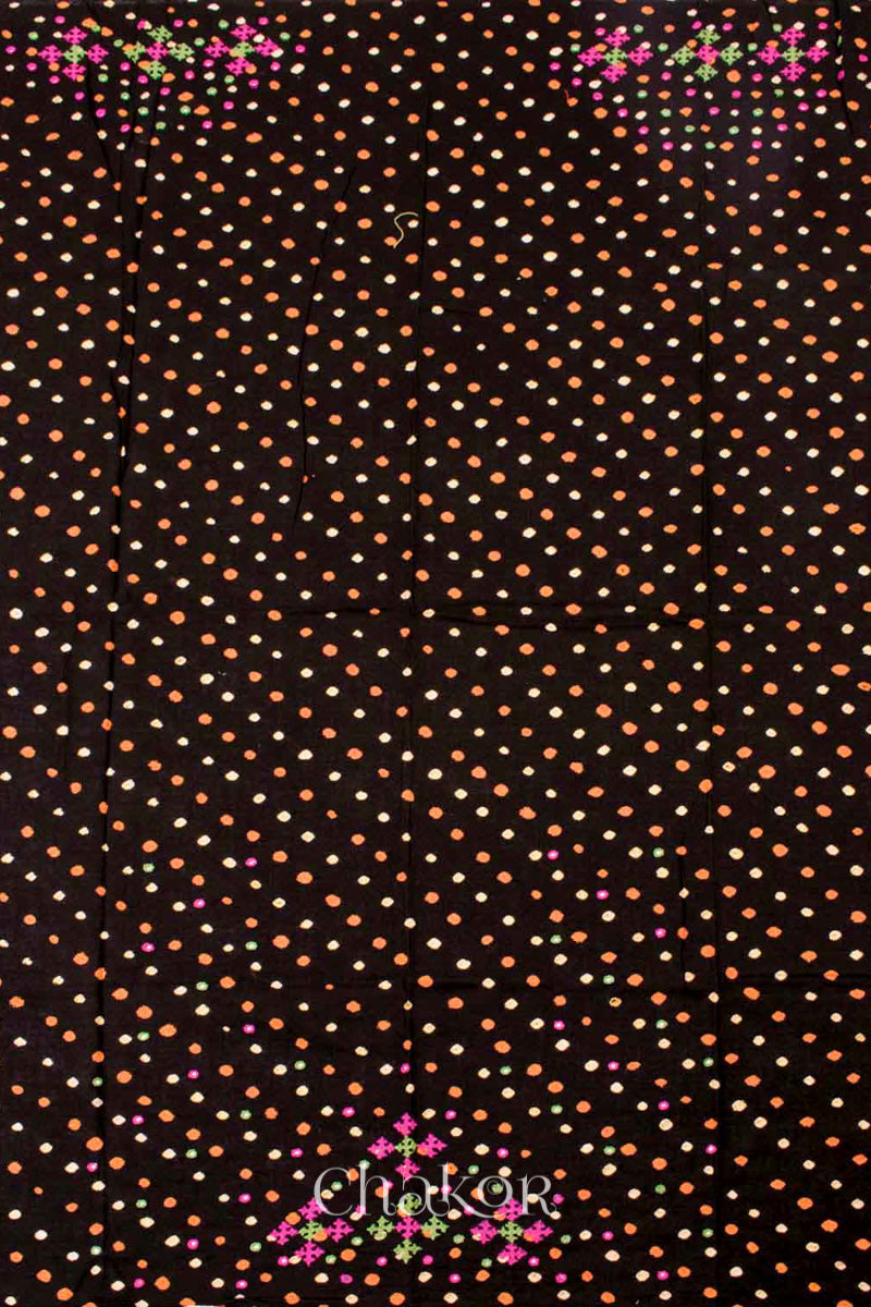 Black Bandhani Cotton Blouse Fabric