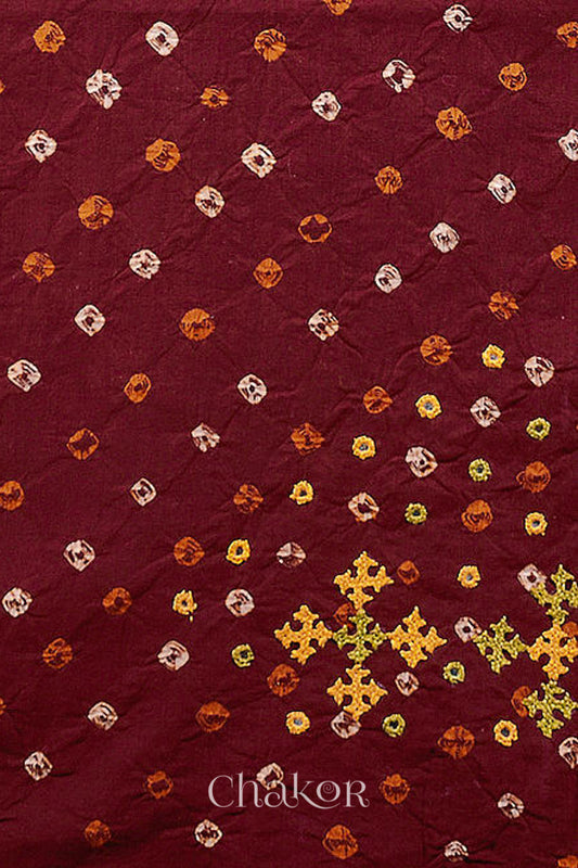 Maroon Bandhani Cotton Blouse Fabric