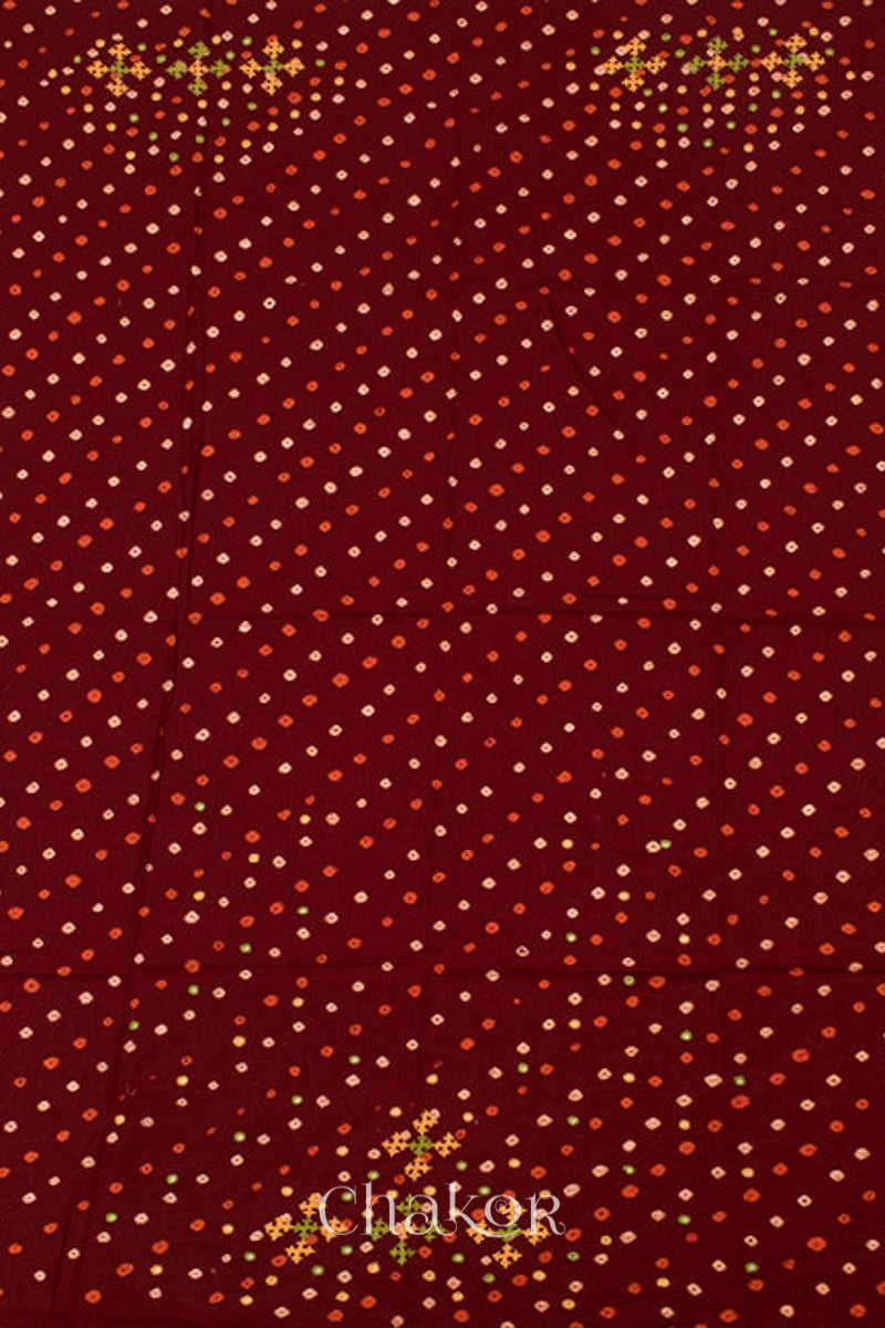 Maroon Bandhani Cotton Blouse Fabric