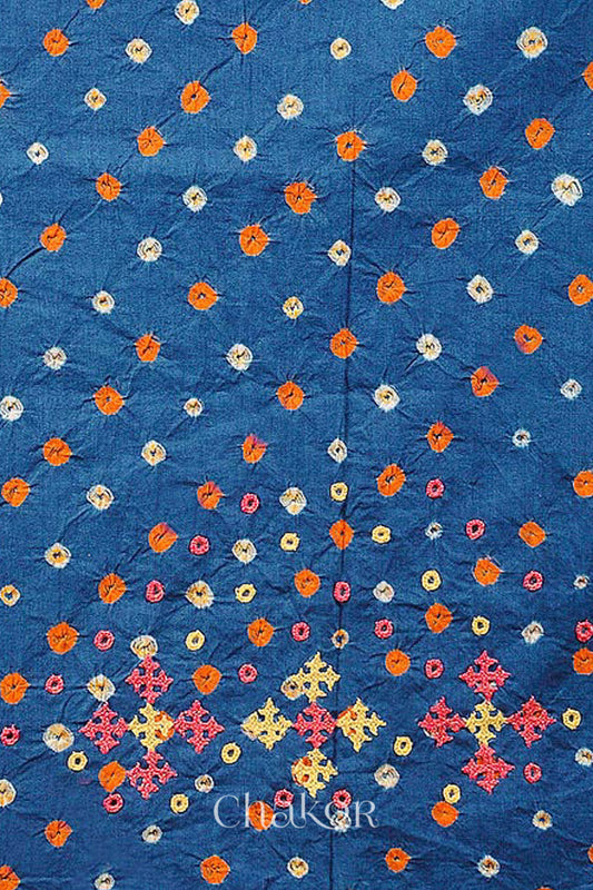 Indigo Bandhani Cotton Blouse Fabric