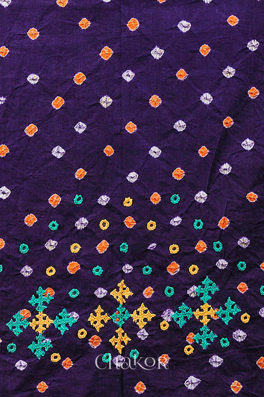 Purple Bandhani Cotton Blouse Fabric