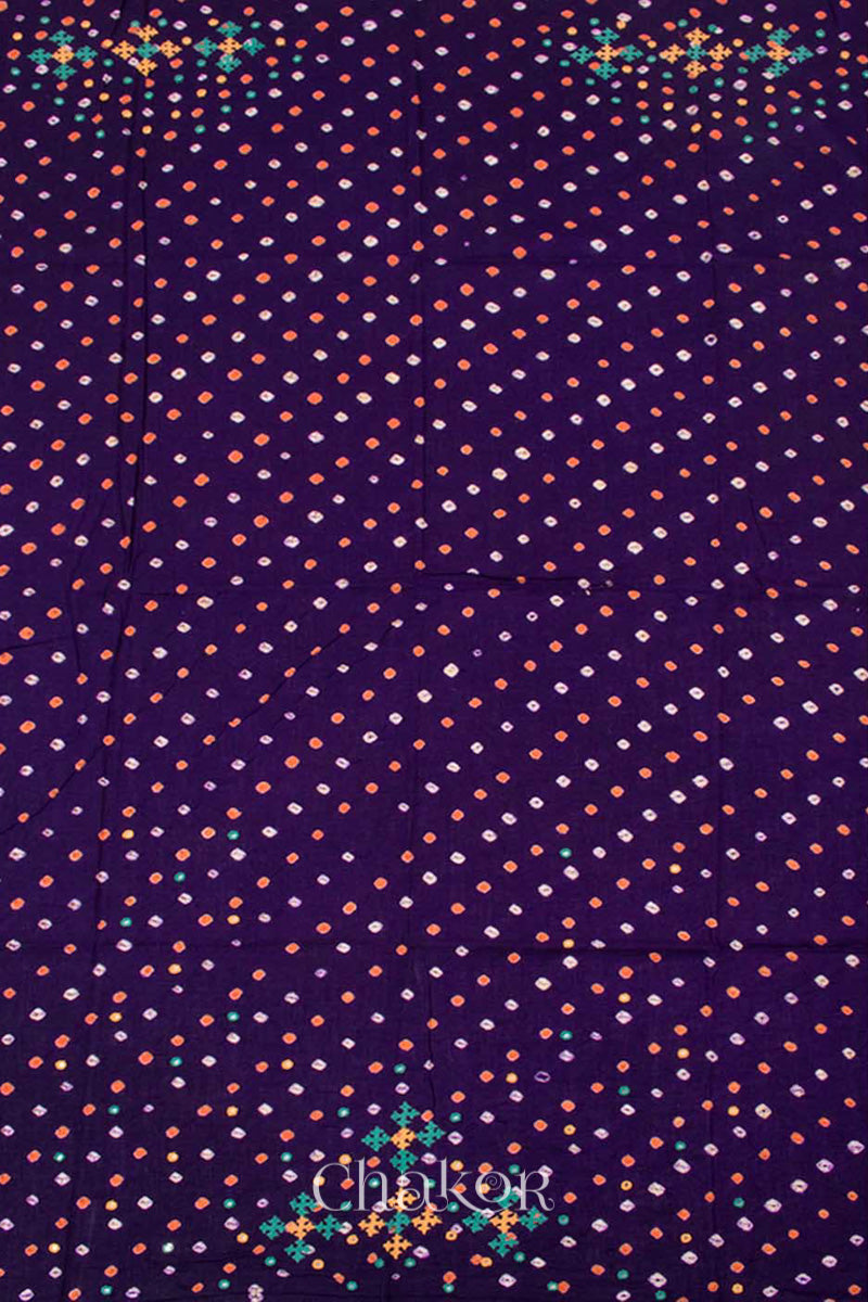 Purple Bandhani Cotton Blouse Fabric