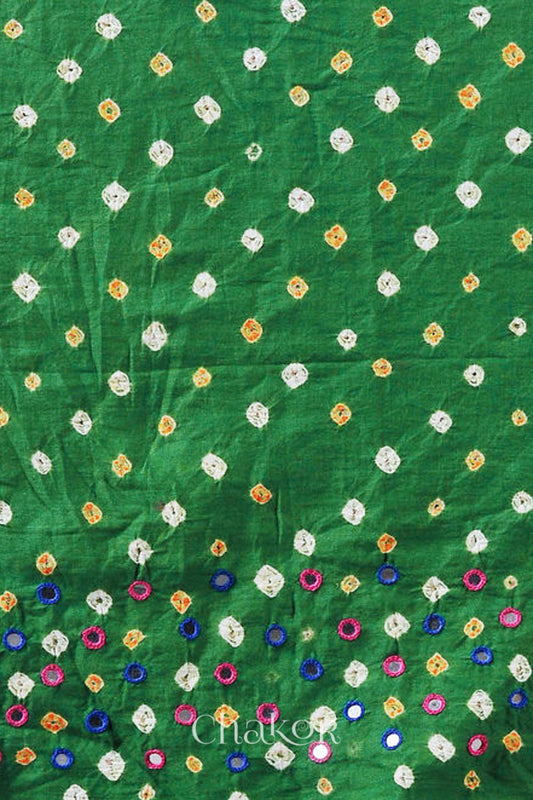Green Bandhani Cotton Blouse Fabric