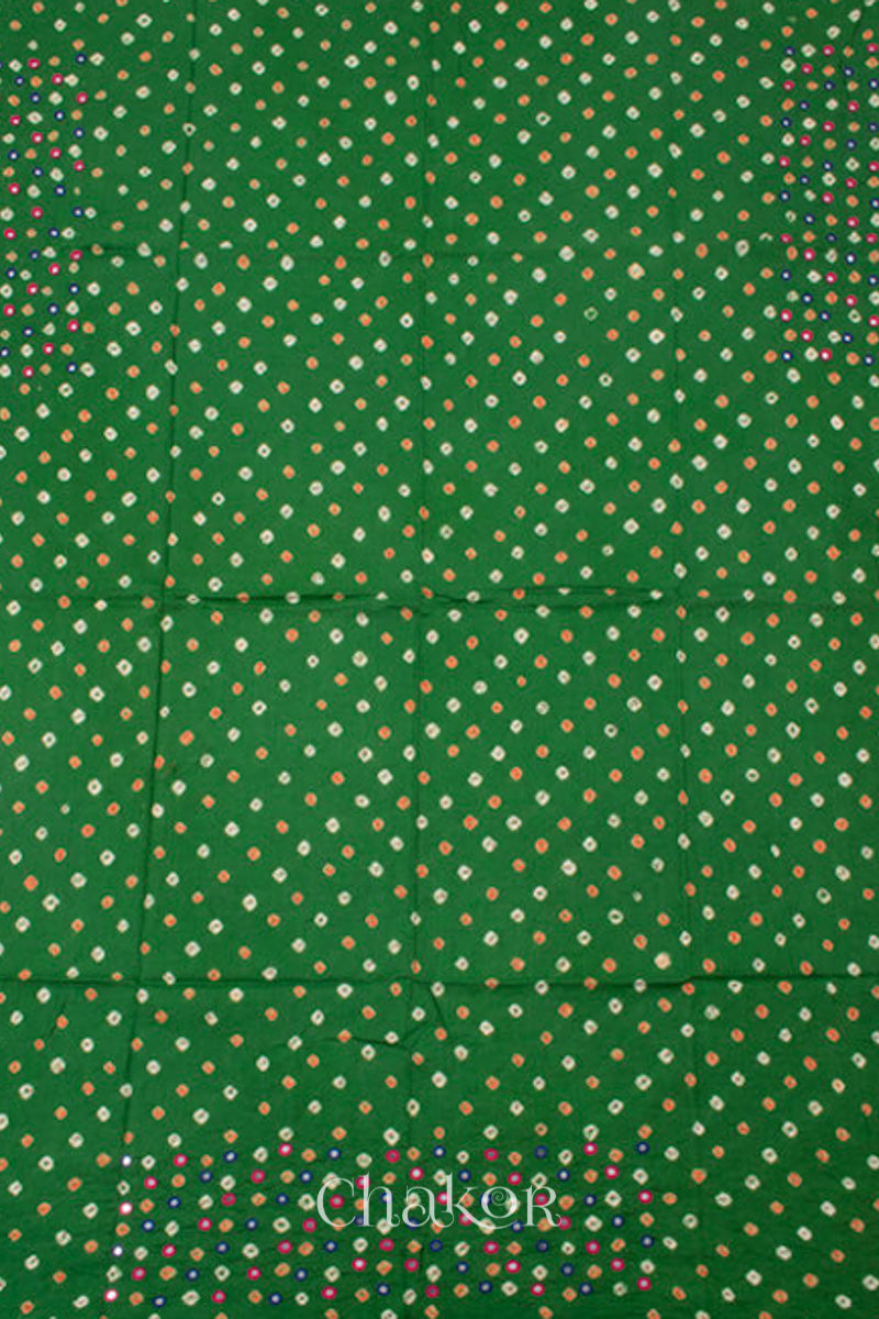 Green Bandhani Cotton Blouse Fabric