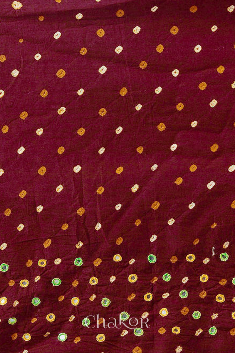 Maroon Bandhani Cotton Blouse Fabric