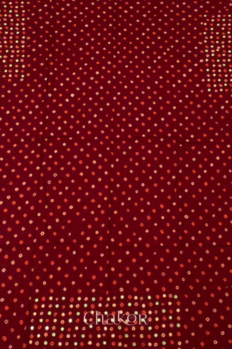 Maroon Bandhani Cotton Blouse Fabric