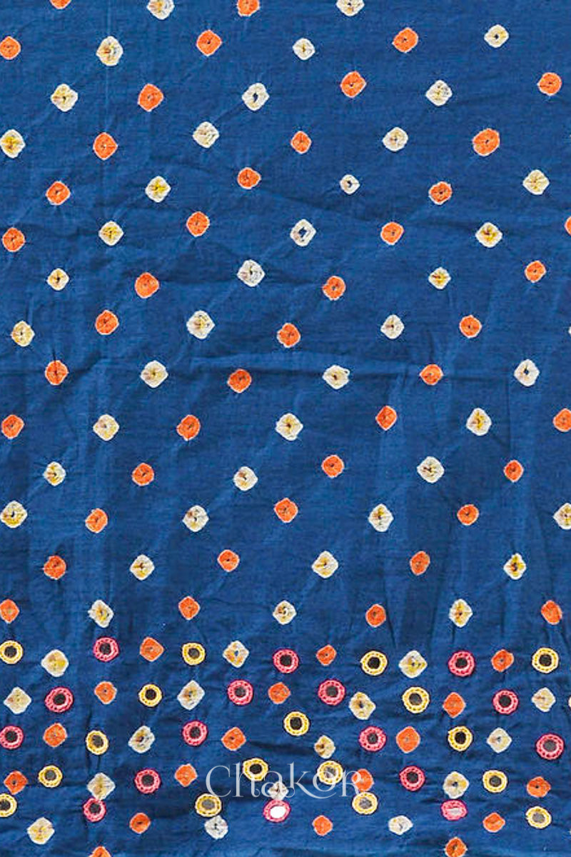Indigo Bandhani Cotton Blouse Fabric
