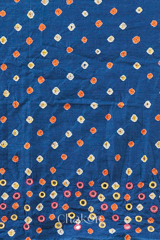 Indigo Bandhani Cotton Blouse Fabric