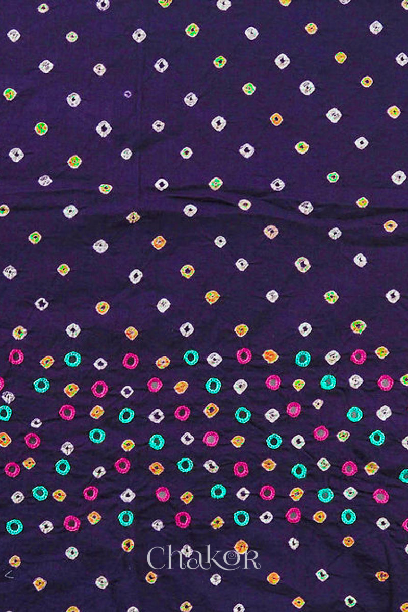 Purple Bandhani Cotton Blouse Fabric