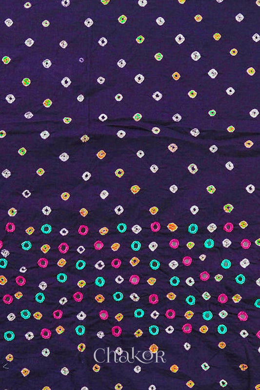 Purple Bandhani Cotton Blouse Fabric