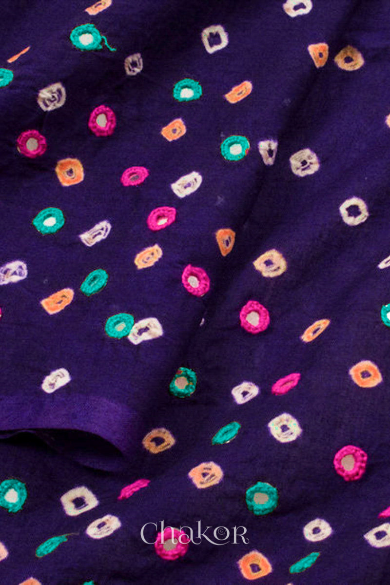 Purple Bandhani Cotton Blouse Fabric