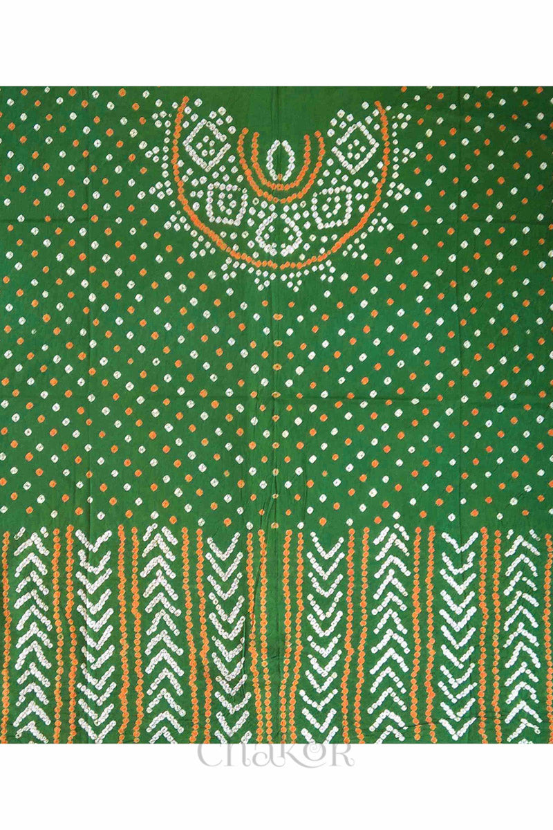 Green Bandhani Cotton Blouse Fabric