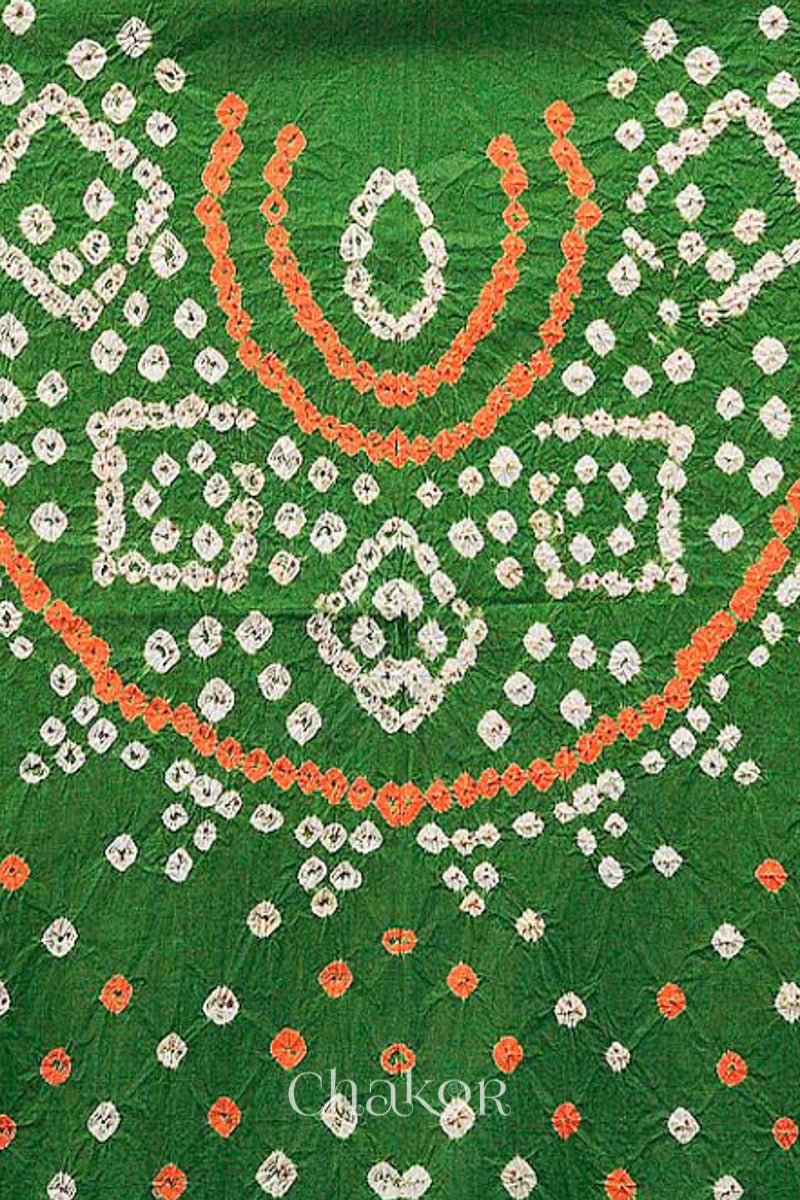 Green Bandhani Cotton Blouse Fabric