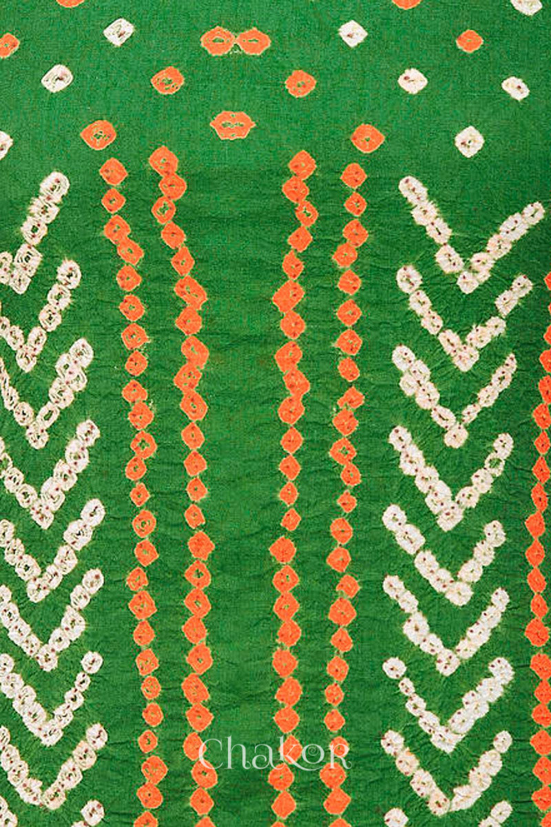 Green Bandhani Cotton Blouse Fabric