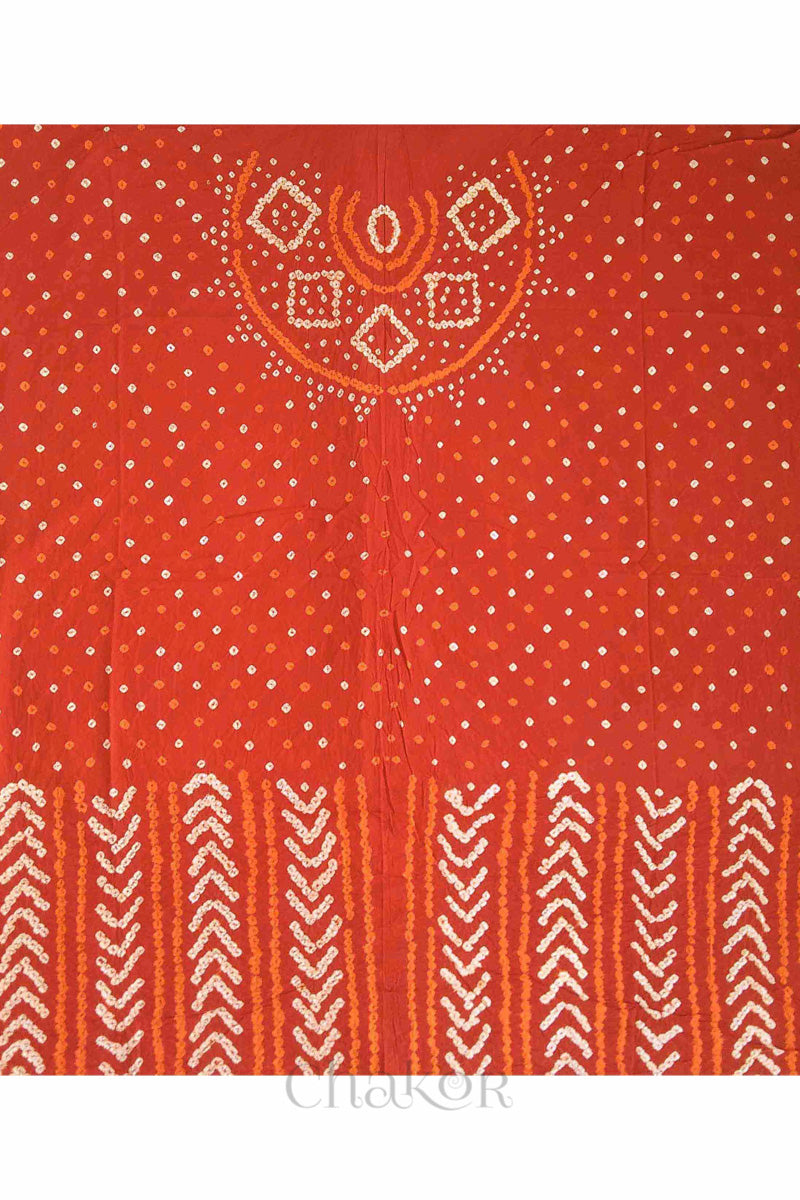 Rust Bandhani Cotton Blouse Fabric