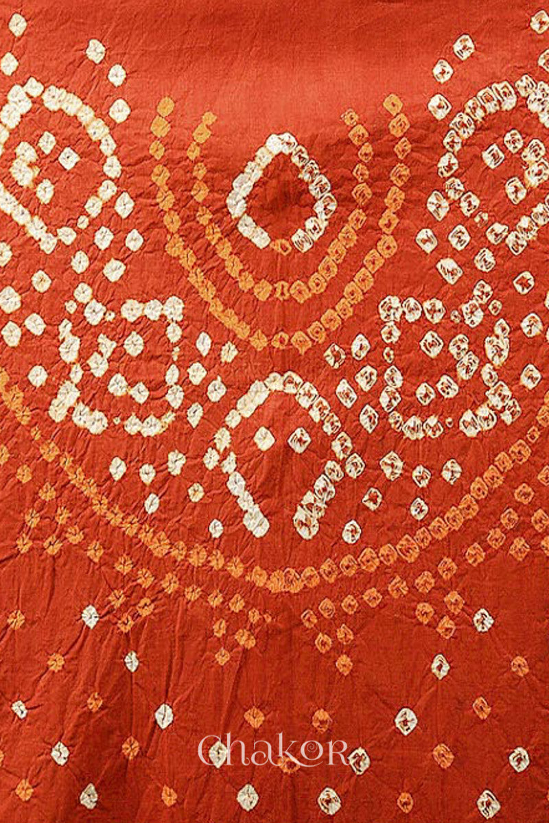 Rust Bandhani Cotton Blouse Fabric