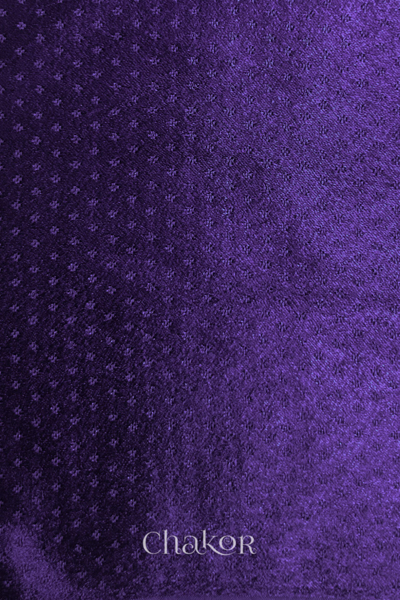 Purple Mashru blouse fabric flat view with smooth surface.
