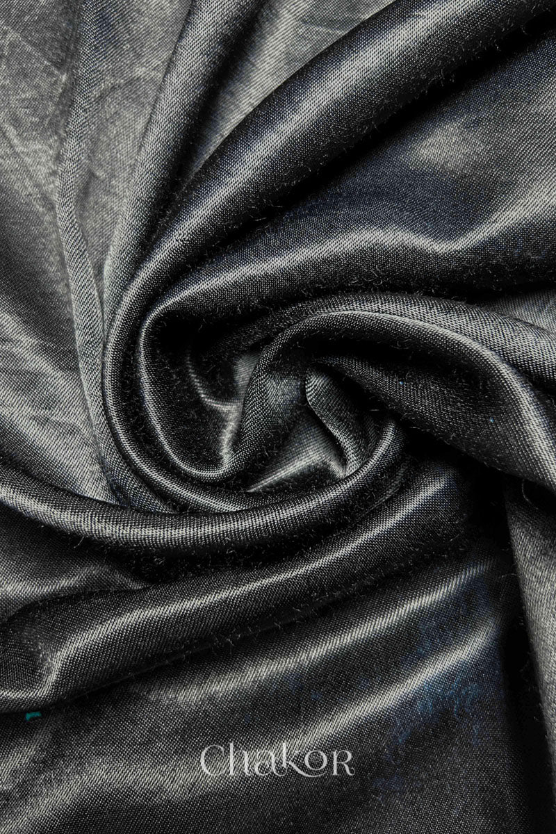Black  Mashru Embroidered Blouse Fabric