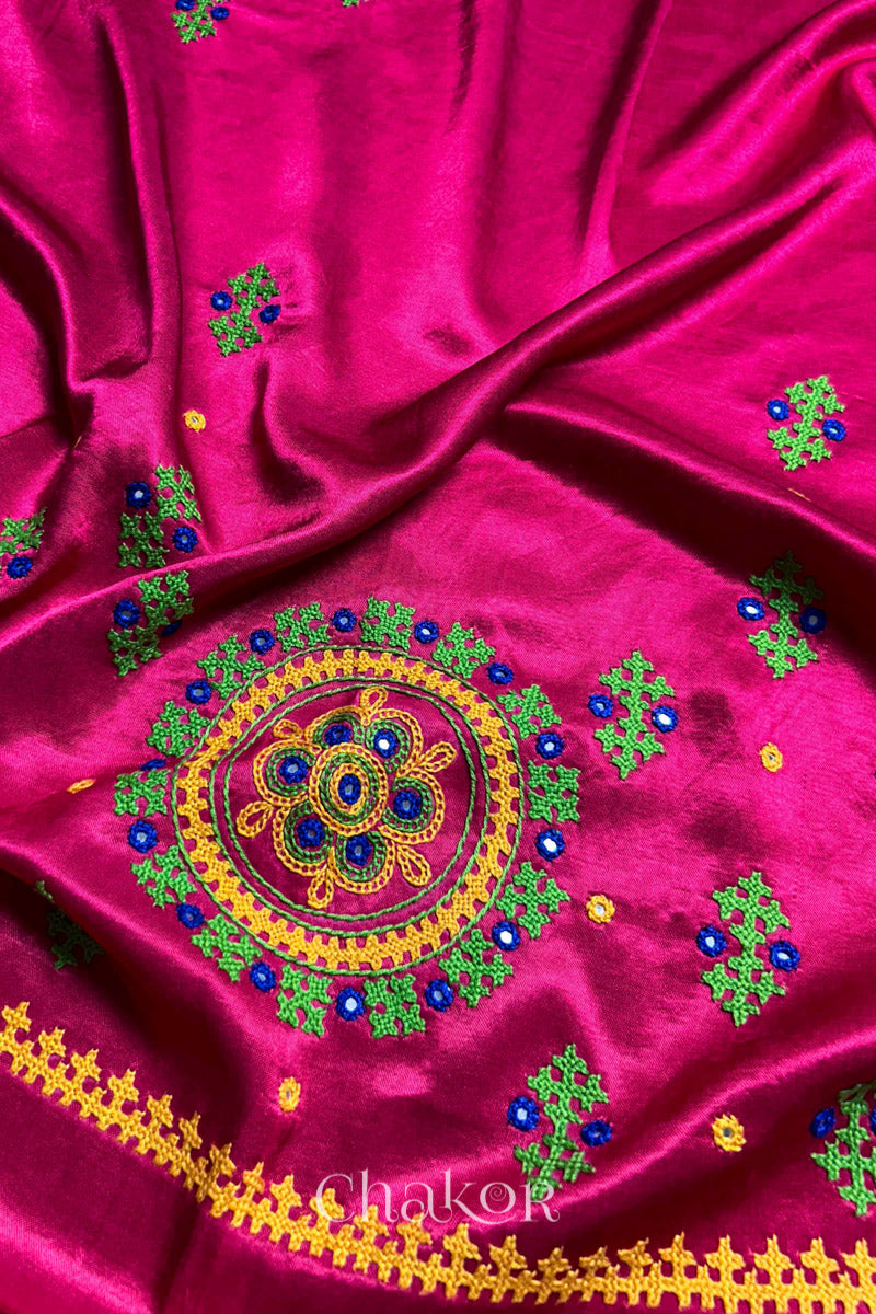 Rani Mashru Embroidered Blouse Fabric