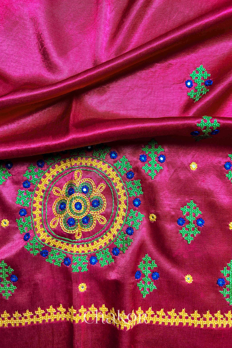 Rani Mashru Embroidered Blouse Fabric