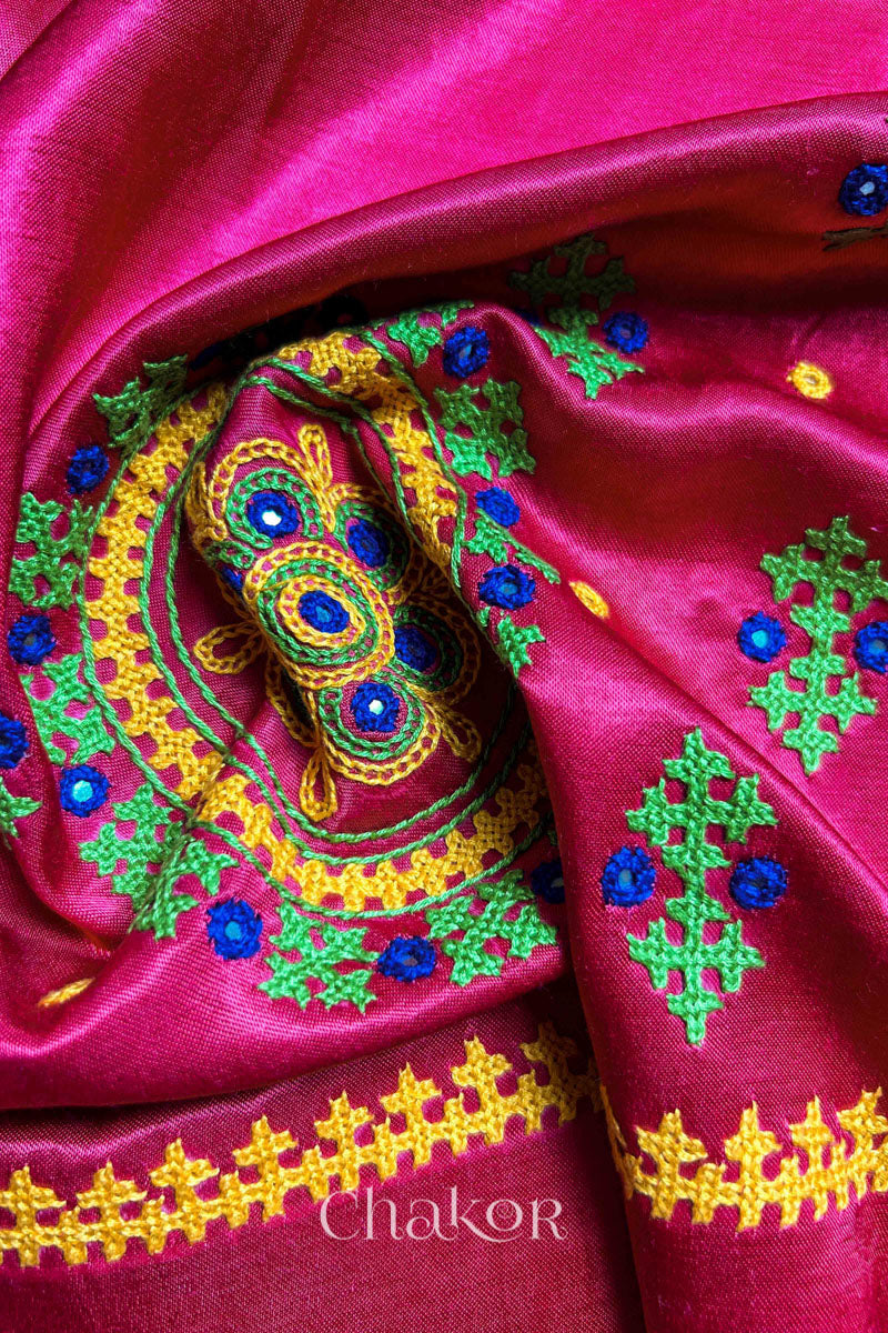 Rani Mashru Embroidered Blouse Fabric