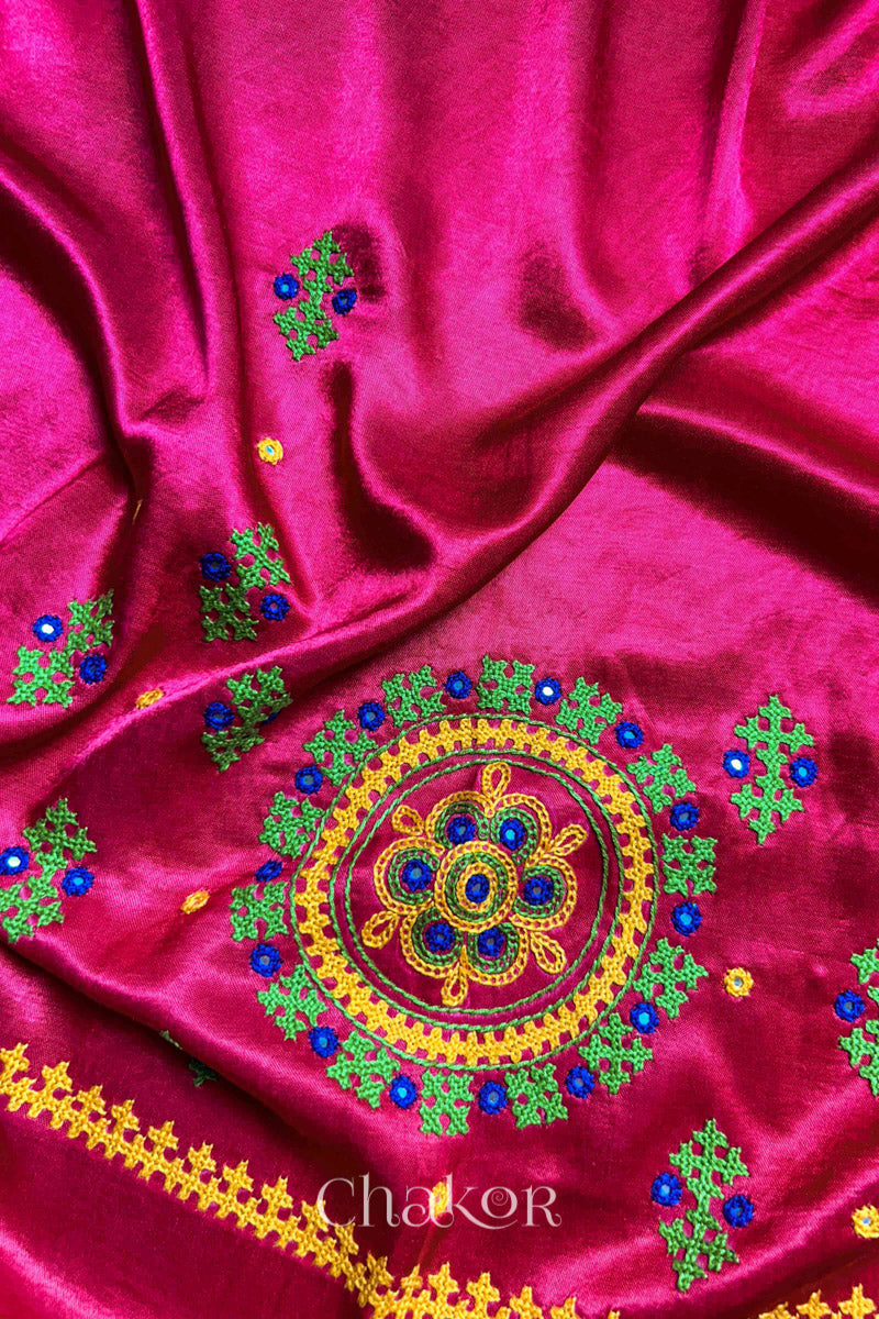Rani Mashru Embroidered Blouse Fabric