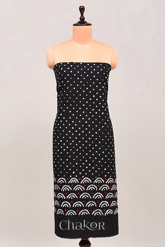 Black Bandhani Cotton Bottom Fabric