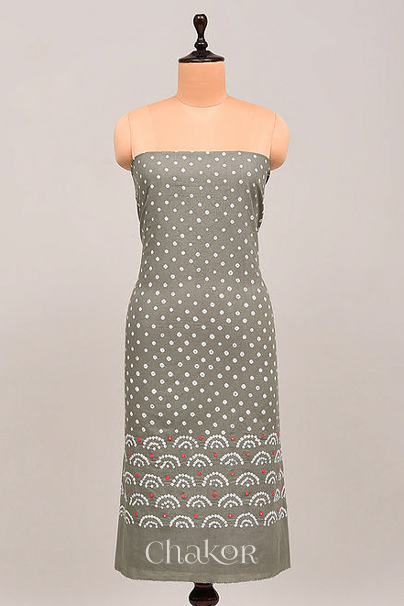Grey Bandhani Cotton Bottom Fabric