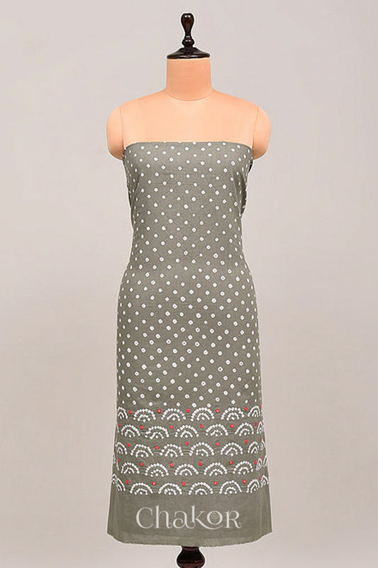 Grey Bandhani Cotton Bottom Fabric