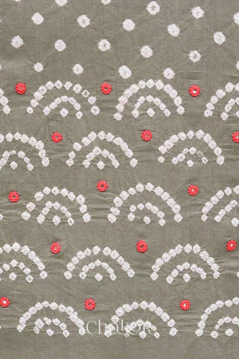 Grey Bandhani Cotton Bottom Fabric