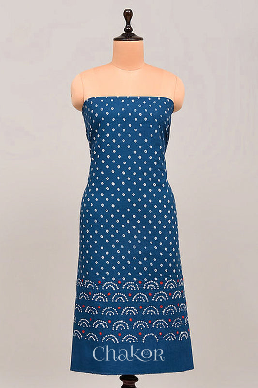 Blue Bandhani Cotton Bottom Fabric